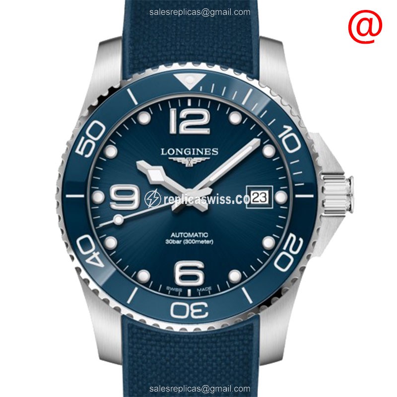 Longines CONQUEST Replica - Automatic - Ceramic - Blue Dial, Rubber Strap