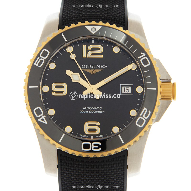 Longines CONQUEST Replica - Automatic - Steel Case - Black Dial, Rubber Strap