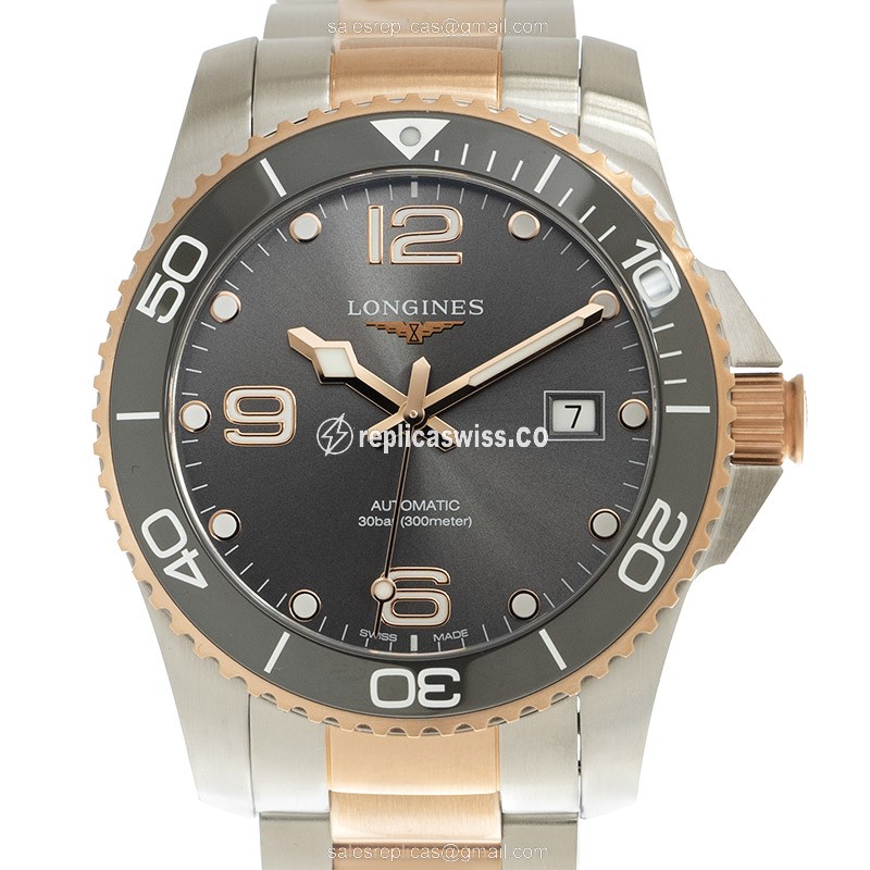 Longines CONQUEST Replica - 18kt Rose Gold - Steel Case, Gray Dial, Automatic