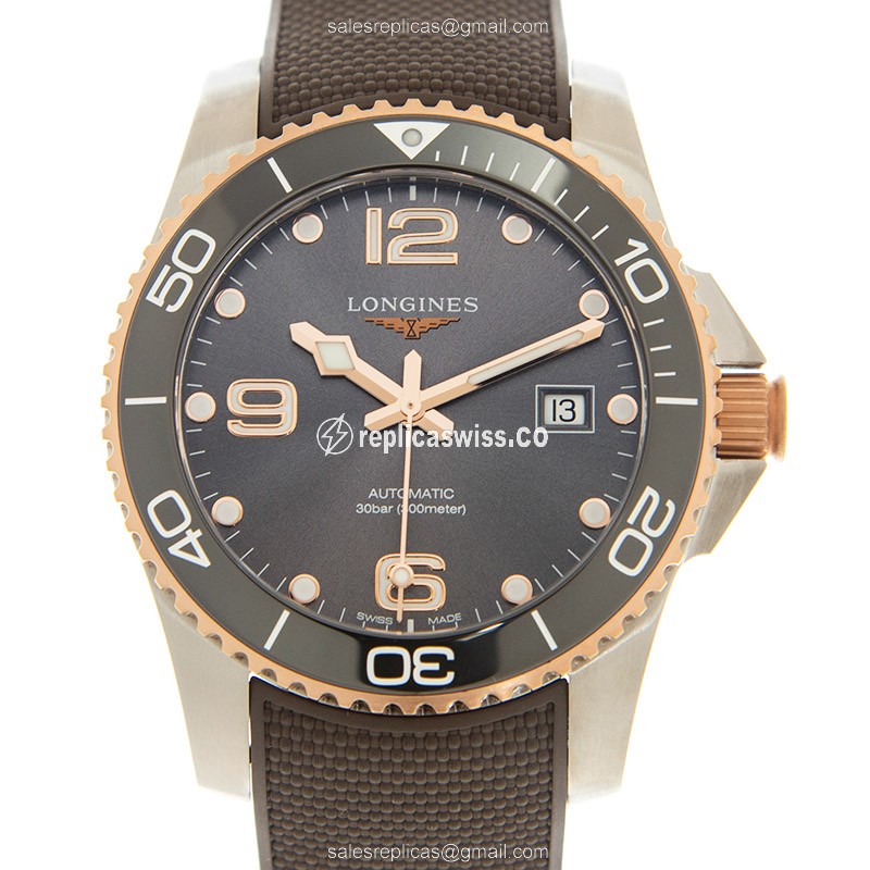 Longines CONQUEST Replica - Automatic - 18kt Rose Gold & Steel - Gray Dial