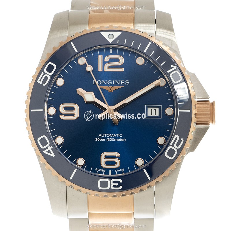 Longines Conquest Replica - 18kt Rose Gold & Steel - Automatic - Blue Dial - Luxury  Watch
