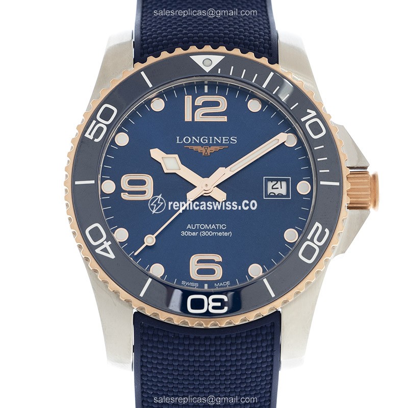 Longines CONQUEST Replica - Automatic - Ceramic Case - Blue Dial, Rubber Strap