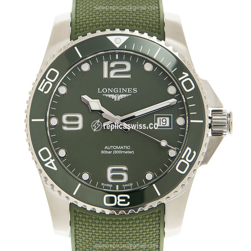 Longines CONQUEST Replica - Automatic - Green Dial - Steel Case - Rubber Strap
