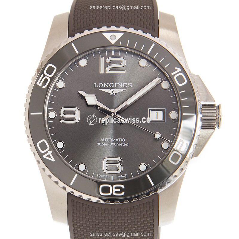 Longines Conquest Replica - Automatic - Ceramic Case - Gray Dial - Rubber Strap - Grey