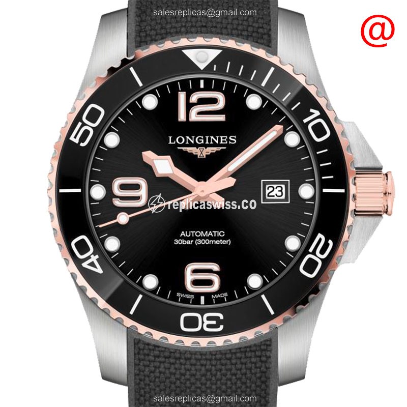 Longines CONQUEST Replica - Automatic - Black Dial - Steel Case - Rubber Strap - Luxury Replica CONQUEST Watch