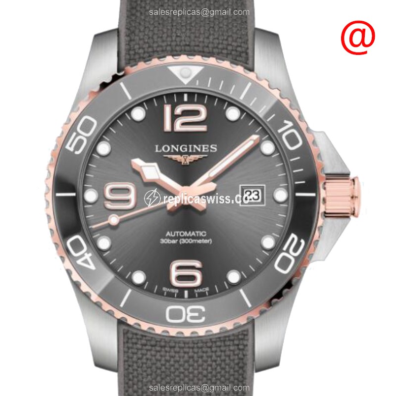 Longines CONQUEST Replica - Automatic - Ceramic Case - Gray Dial, Rubber Strap