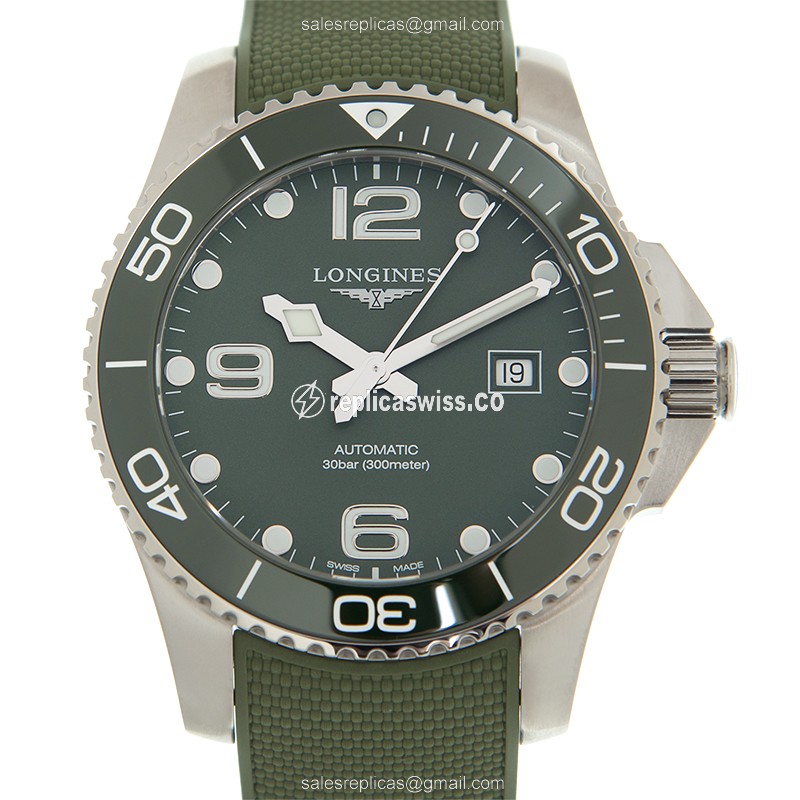 Longines CONQUEST Replica - Automatic - Ceramic Case - Green Dial, Rubber Strap