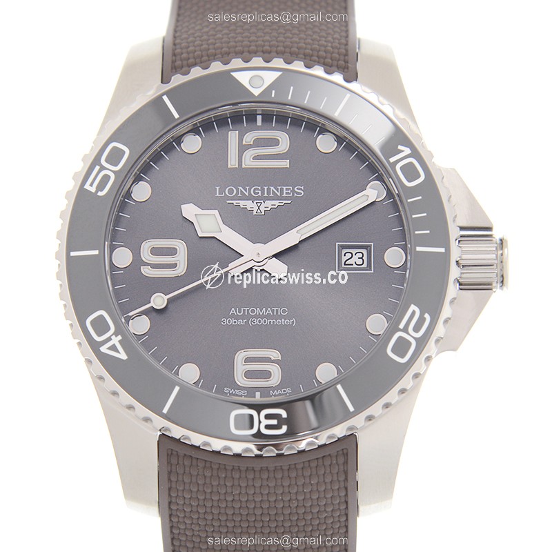 Longines CONQUEST Replica - Automatic - Steel Case - Gray Dial - Rubber Strap
