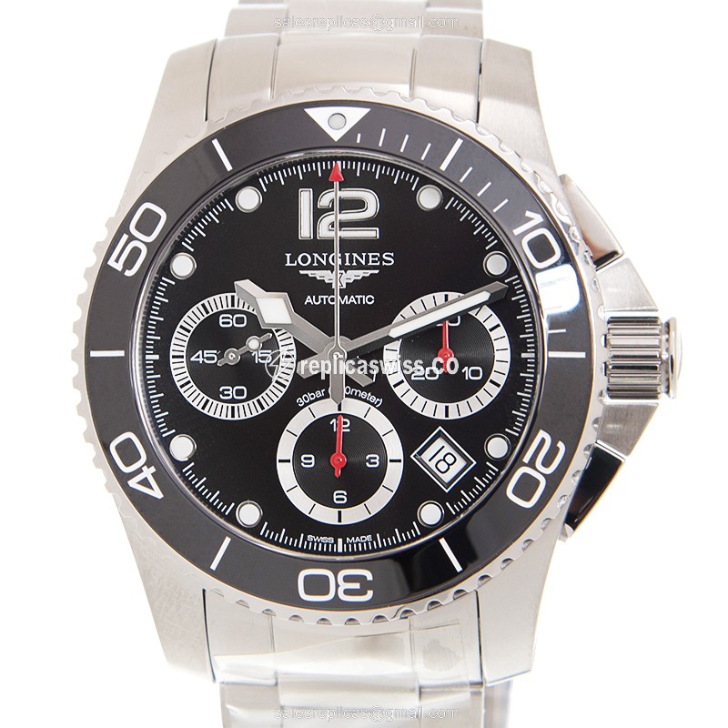 Longines CONQUEST Replica - Automatic - Steel Case - Black Dial - Silver Steel Strap