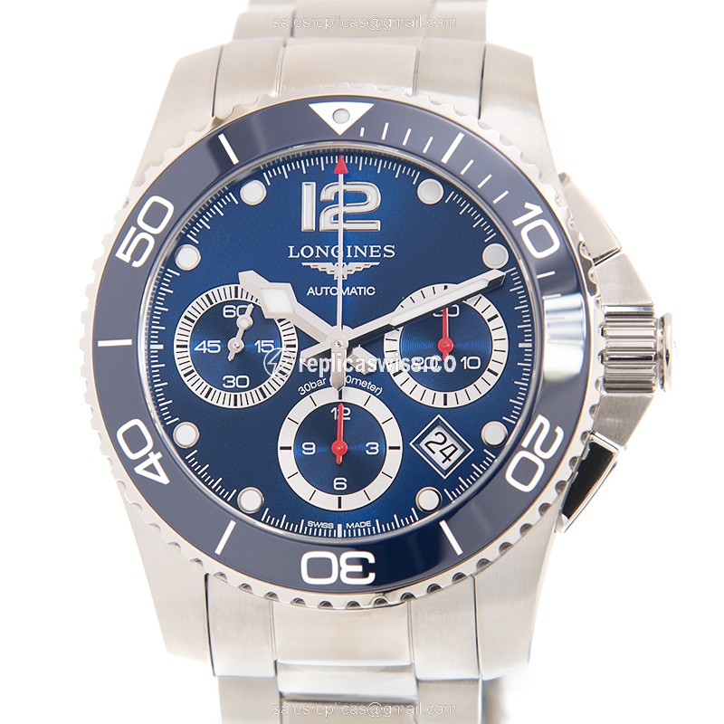 Longines CONQUEST Replica - Automatic - Ceramic - Blue on Silver Steel