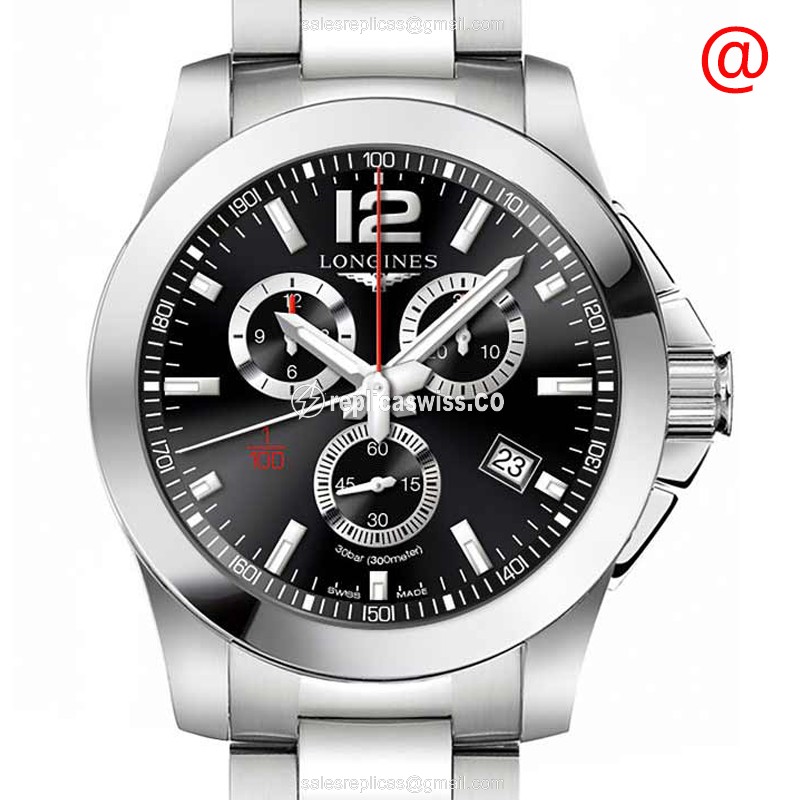 Longines CONQUEST Quartz - Steel Case, Black Dial, Silver Clasp - Luxury Replica CONQUEST Watch