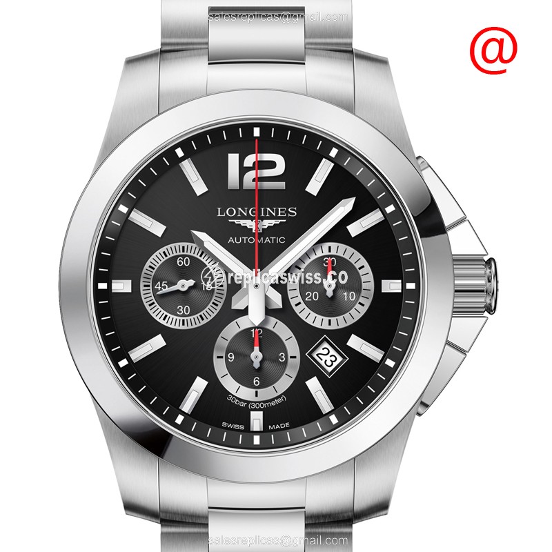 Longines CONQUEST Replica - Automatic - Steel Case - Black Dial, Silver Clasp - Luxury Replica CONQUEST Watch