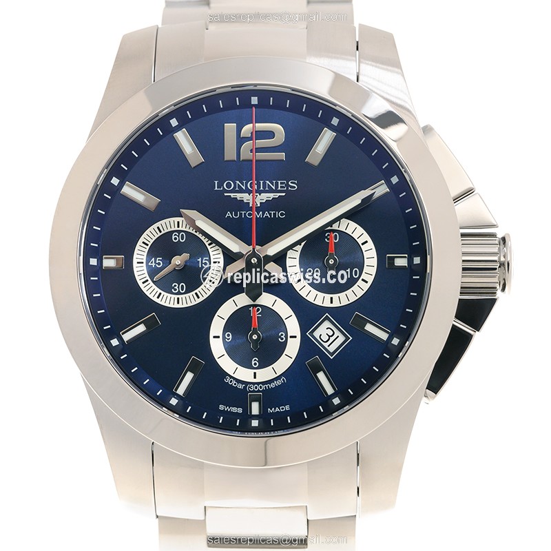 Longines CONQUEST Replica - Automatic - Steel Case - Blue Dial - Silver Clasp