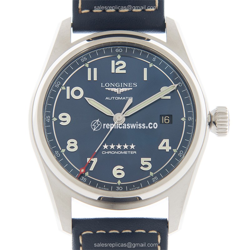 Longines Spirit Replica - Automatic | Stainless Steel | Blue Dial | Leather Strap