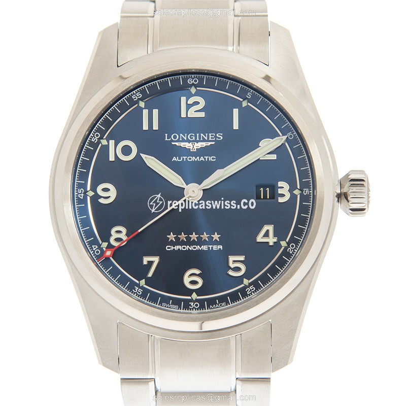 Longines Spirit Replica - Automatic - Steel Case - Blue Dial, Silver Clasp - Luxury Replica SPIRIT Watch