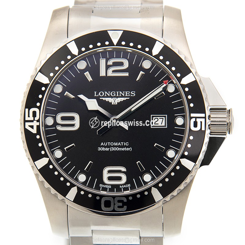 Longines Conquest Replica - Automatic - Steel Case, Black Dial, Silver Clasp