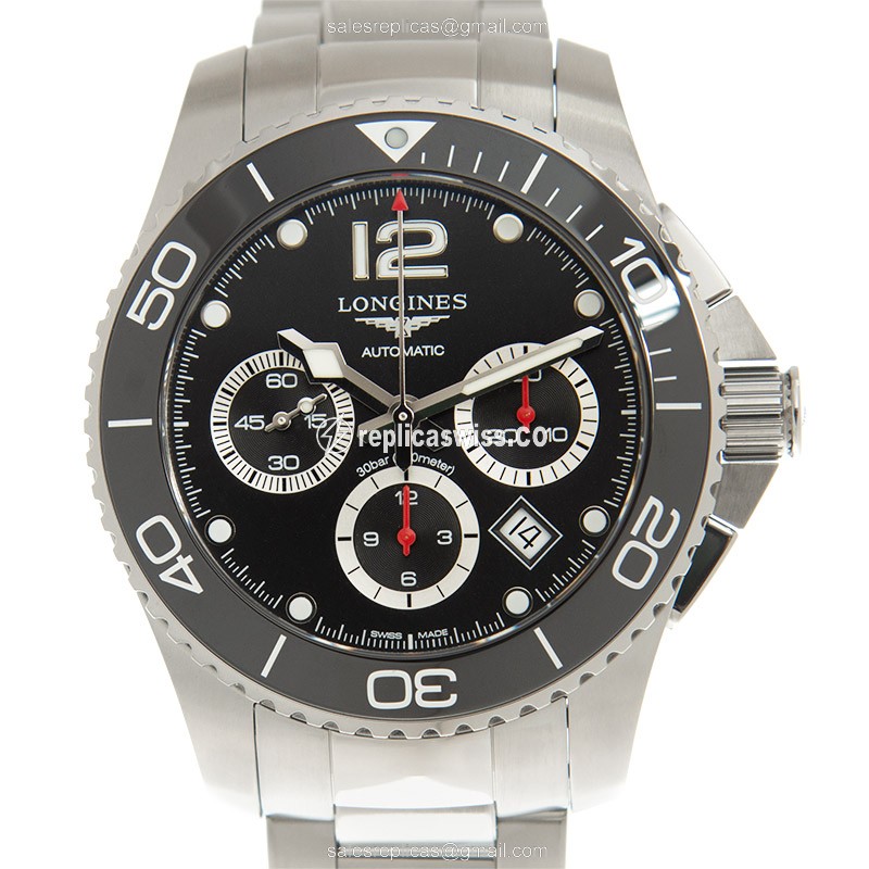 Longines Conquest Replica - Automatic - Stainless Steel - Black Dial - Silver Strap - Luxury Replica CONQUEST Watch