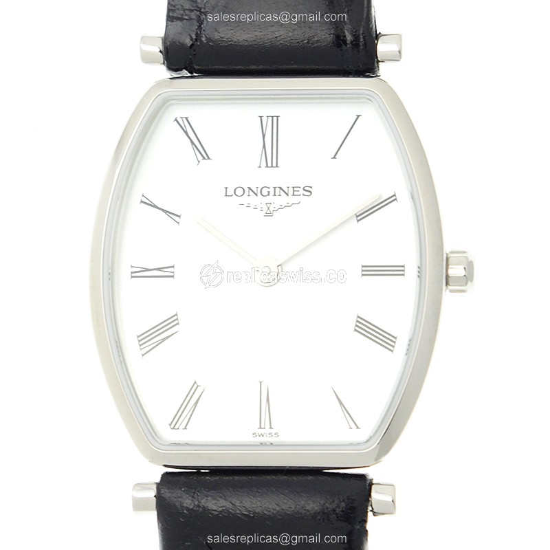 Longines LA GRANDE Quartz - Stainless Steel Case, White Dial, Black Alligator Strap - Luxury Replica LA GRANDE Watch