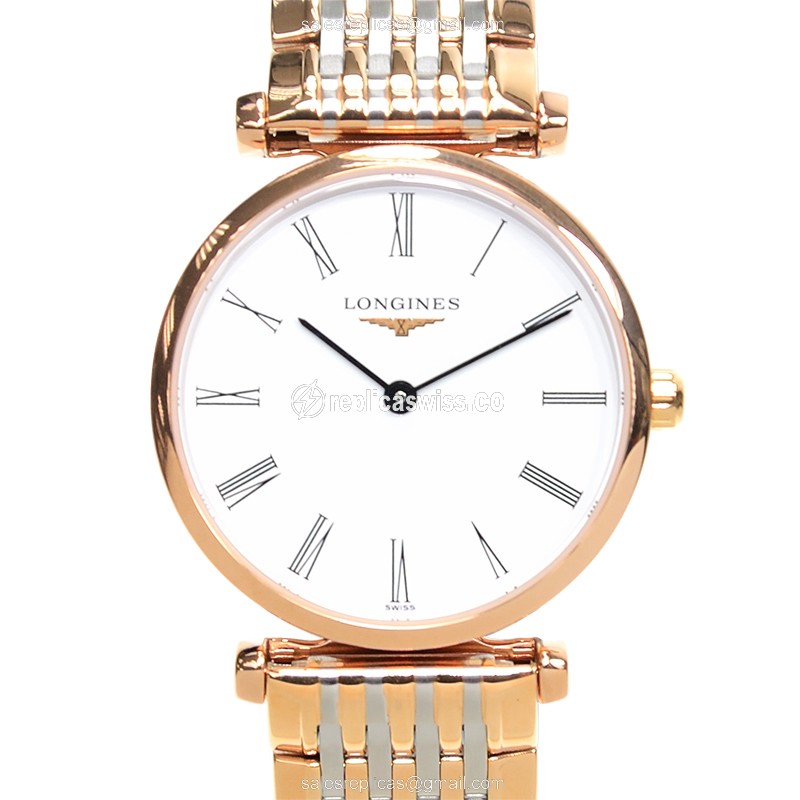 Longines LA GRANDE Quartz - PVD Gold Case - Silver Dial - Gold Strap - Luxury Replica LA GRANDE Watch