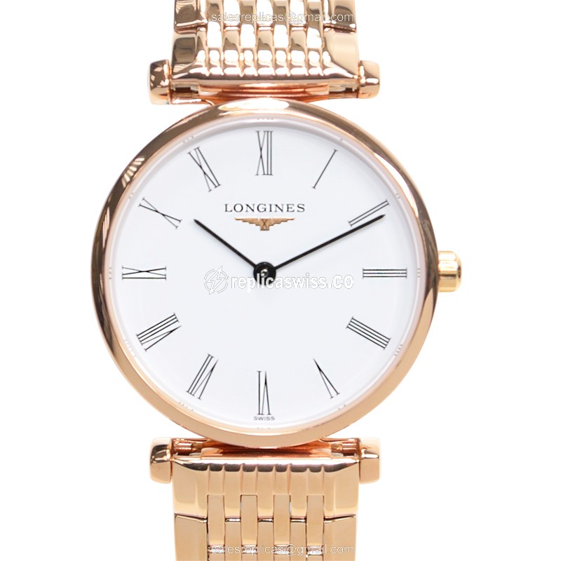 Longines L4.209.1.91.8 Replica - Quartz - PVD Gold Case - White Dial, Gold Strap