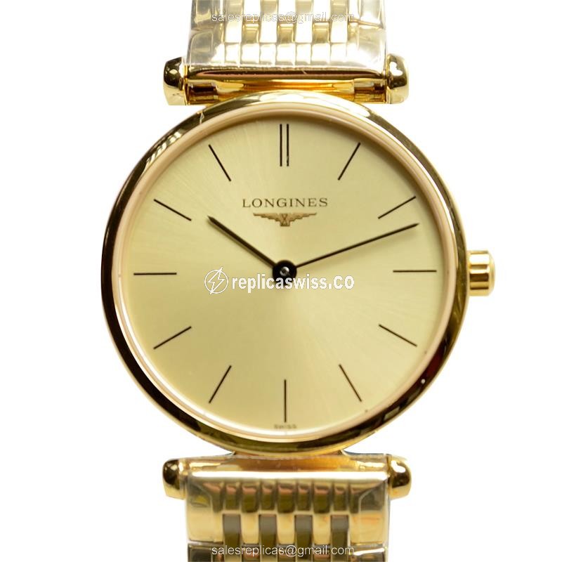 Longines L4.209.2.32.8 Replica - Quartz - PVD Gold Case - Gold Dial