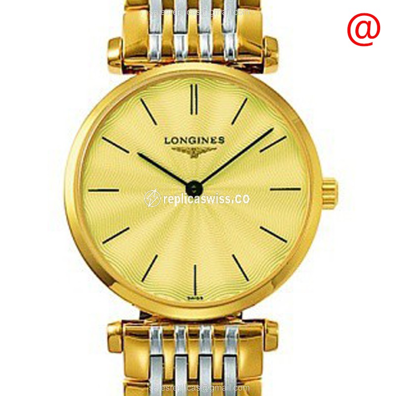 Longines L4.209.2.42.7 Replica - Quartz - 18kt Gold Case - Gold Dial & Clasp - Luxury Replica LA GRANDE Watch