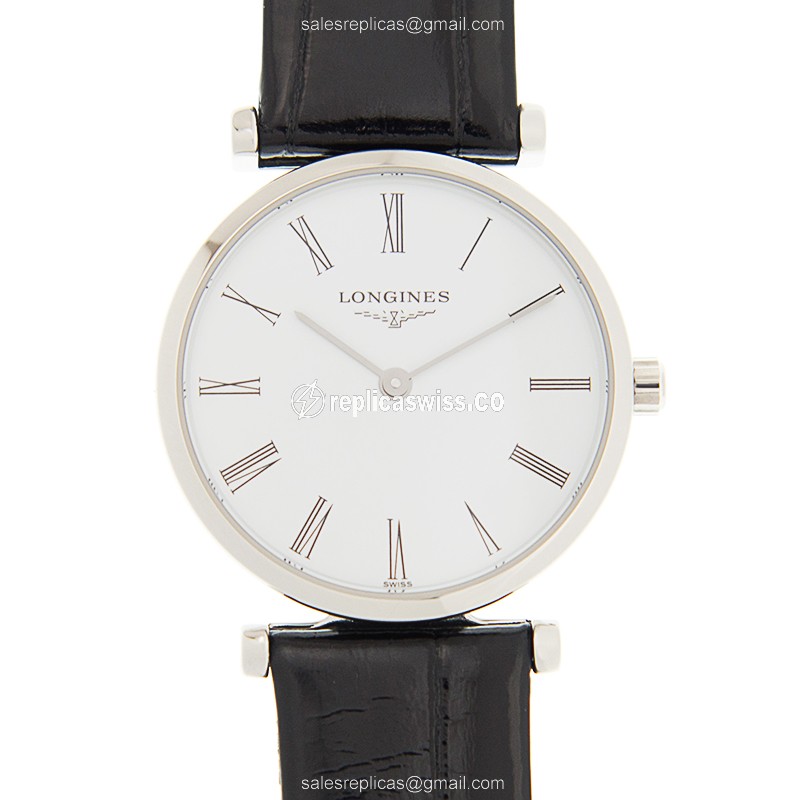 Longines L4.209.4.11.2 Replica - Quartz - Stainless Steel Case - White Dial - Alligator Buckle