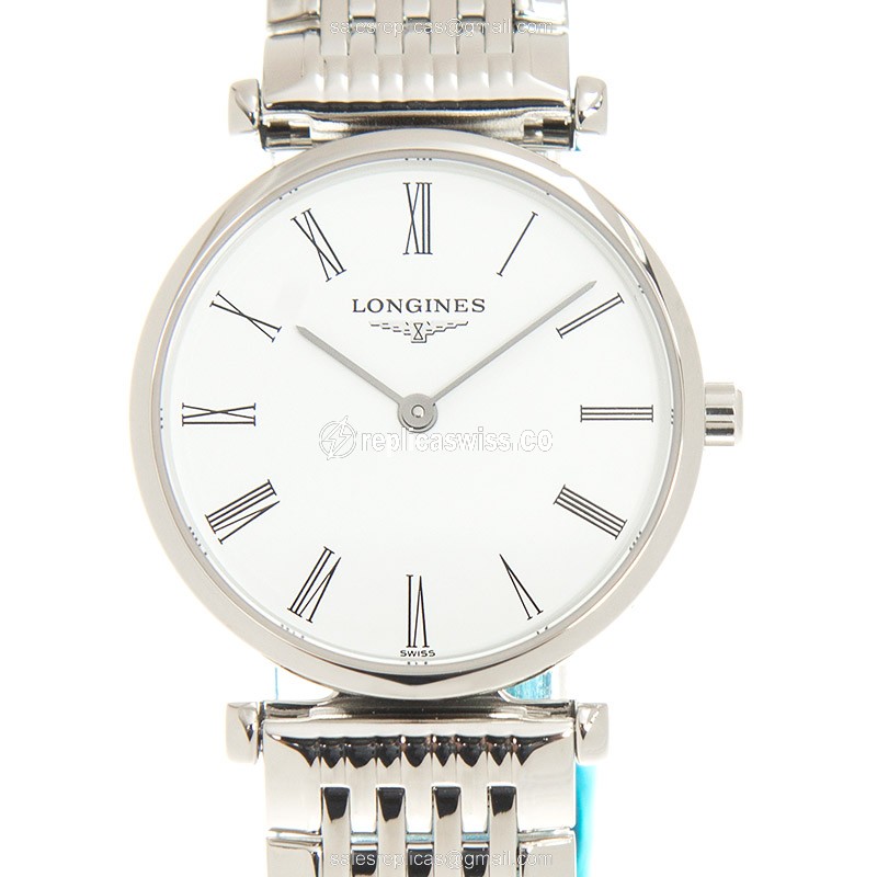 Longines LA GRANDE Quartz - White Dial - Steel Case - Silver Steel Strap - Luxury Replica LA GRANDE Watch