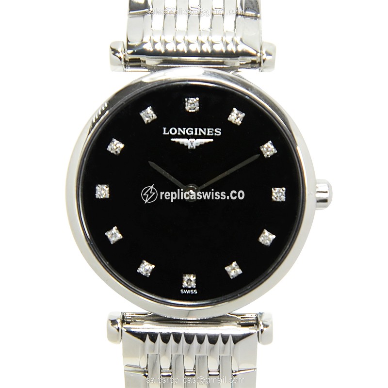Longines L4.209.4.58.6 Replica - Quartz - Stainless Steel Case - Black Dial - Luxury Replica LA GRANDE Watch