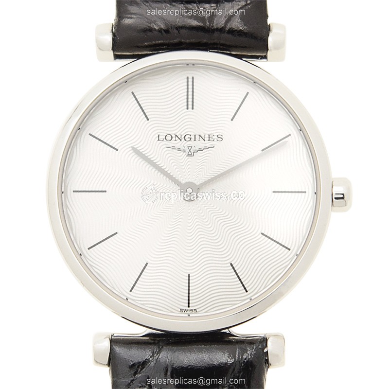 Longines LA GRANDE Replica - Quartz - Stainless Steel - Silver Dial - Leather Strap