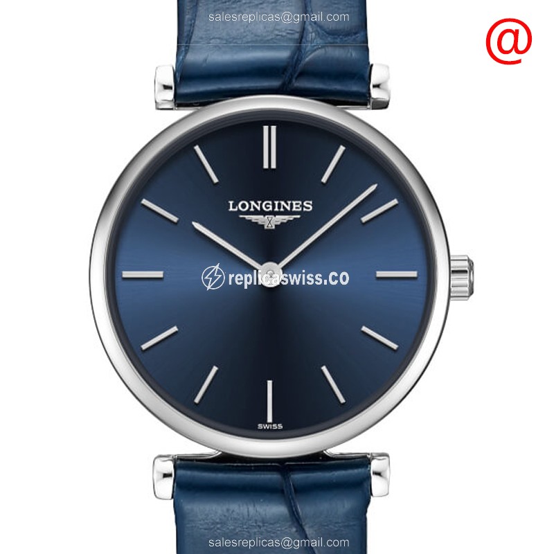 Longines L4.209.4.95.2 Replica - Quartz - Stainless Steel - Blue Dial - Leather Strap