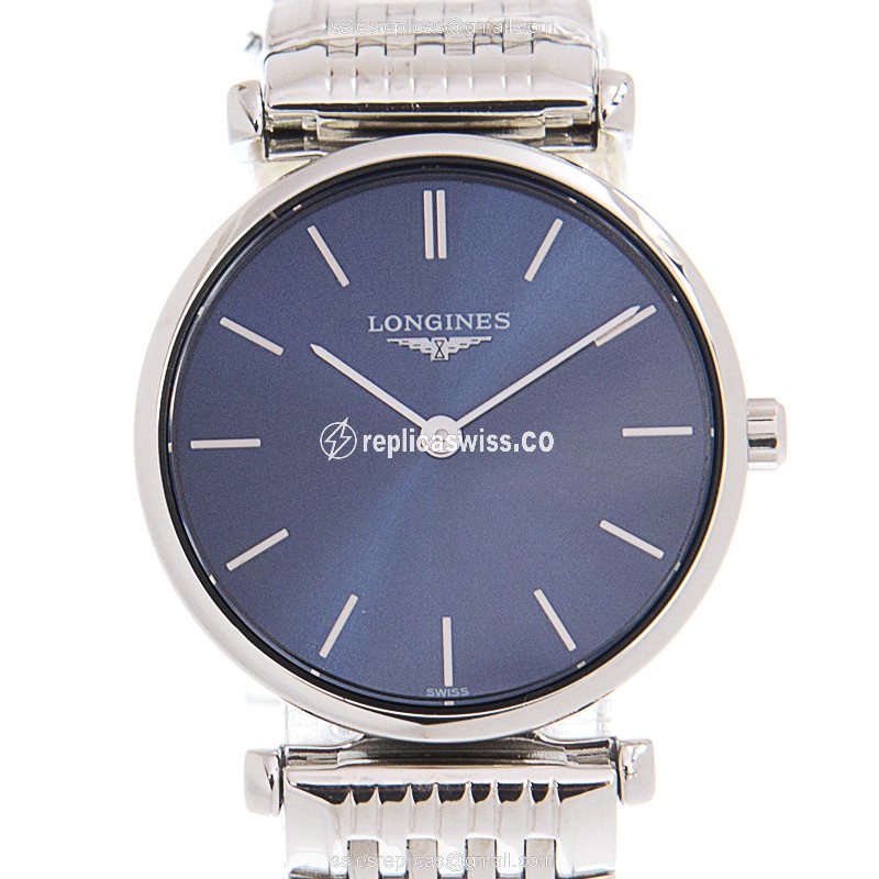Longines LA GRANDE Replica - Quartz - Steel Case, Blue Dial - Silver Steel Strap