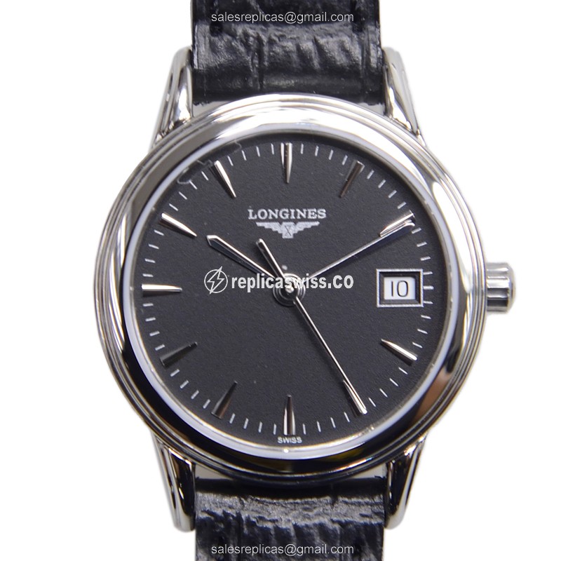 Longines L4.216.4.52.2 Replica - Quartz - Stainless Steel - Silver Dial - Leather Strap