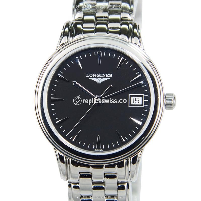 Longines L4.216.4.52.6 Flagship Quartz - Steel Case, Black Dial, Silver Clasp - Luxury Replica FLAGSHIP Watch