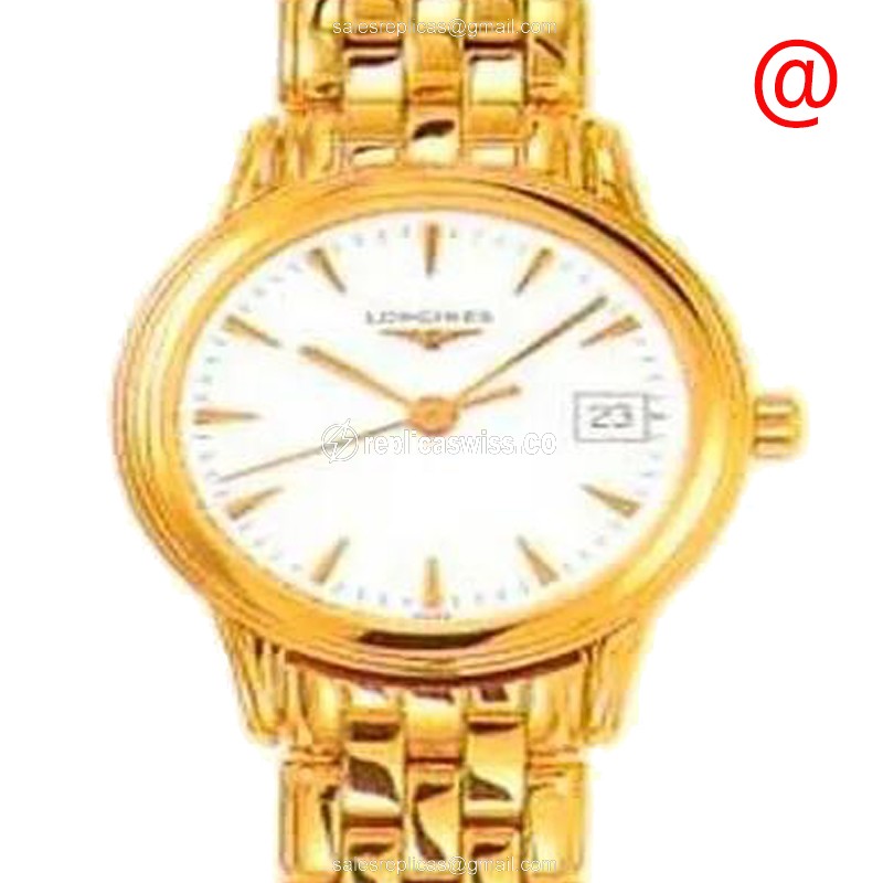 Longines L4.216.6.22.2 Flagship Replica - Automatic - Gold PVD Case, White Dial, Gold PVD Strap