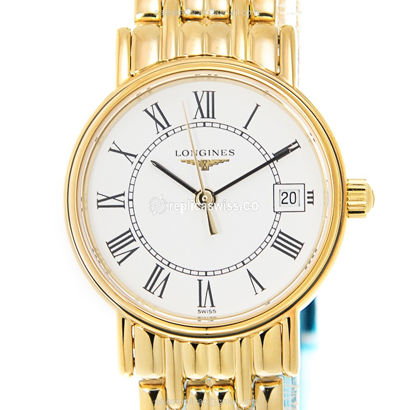 Longines Presence Replica - Quartz - White Dial on Gold-Plated Strap