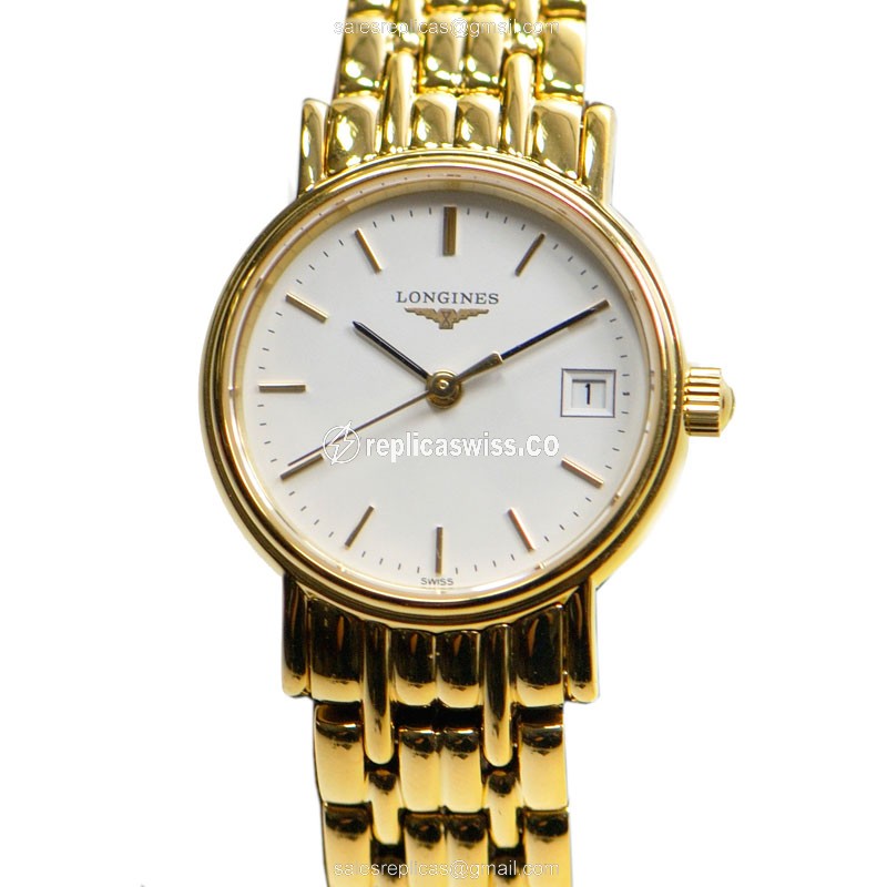 Longines PRESENCE Replica - Quartz - Gold-Plated Case - White Dial