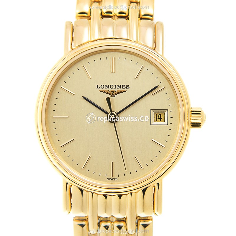 Longines Presence Replica - Quartz - Gold-Plated Case - Gold Dial, Gold Strap