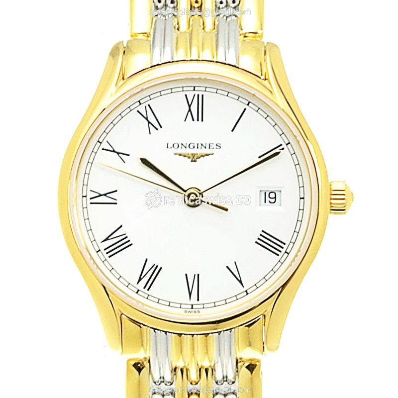 Longines Lyre Replica - Quartz - Gold-Plated & Steel - White Dial - Gold PVD Strap