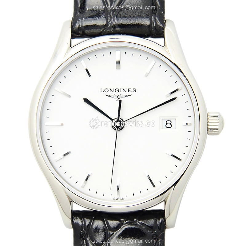 Longines LA GRANDE Replica - Quartz - Stainless Steel Case - White Dial, Leather Strap