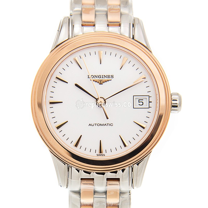 Longines L4.274.3.92.7 Flagship - Automatic - Rose Gold & Steel - White Dial - Luxury  Watch