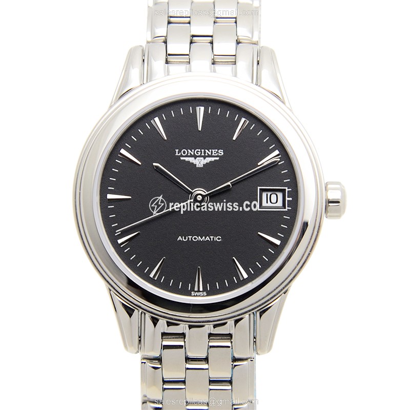 Longines Flagship L4.274.4.52.6 Replica - Automatic - Steel Case, Black Dial, Silver Clasp - Luxury  Watch