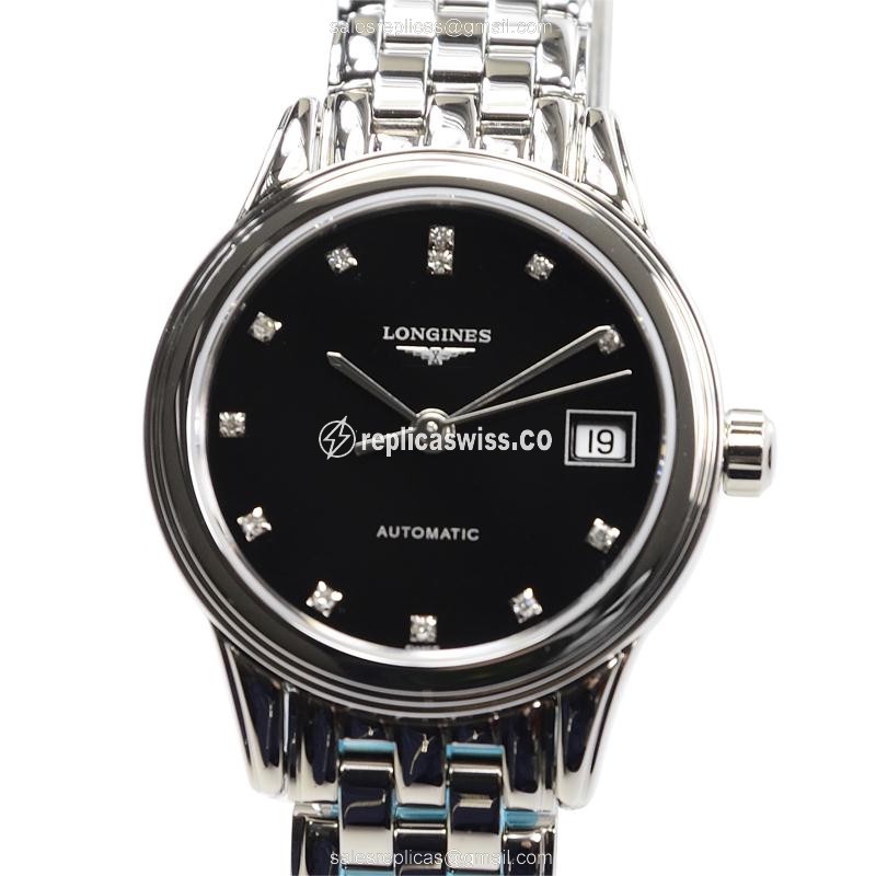 Longines L4.274.4.57.6 Flagship - Automatic Steel - Black Dial on Silver Steel Strap - Luxury Replica FLAGSHIP Watch
