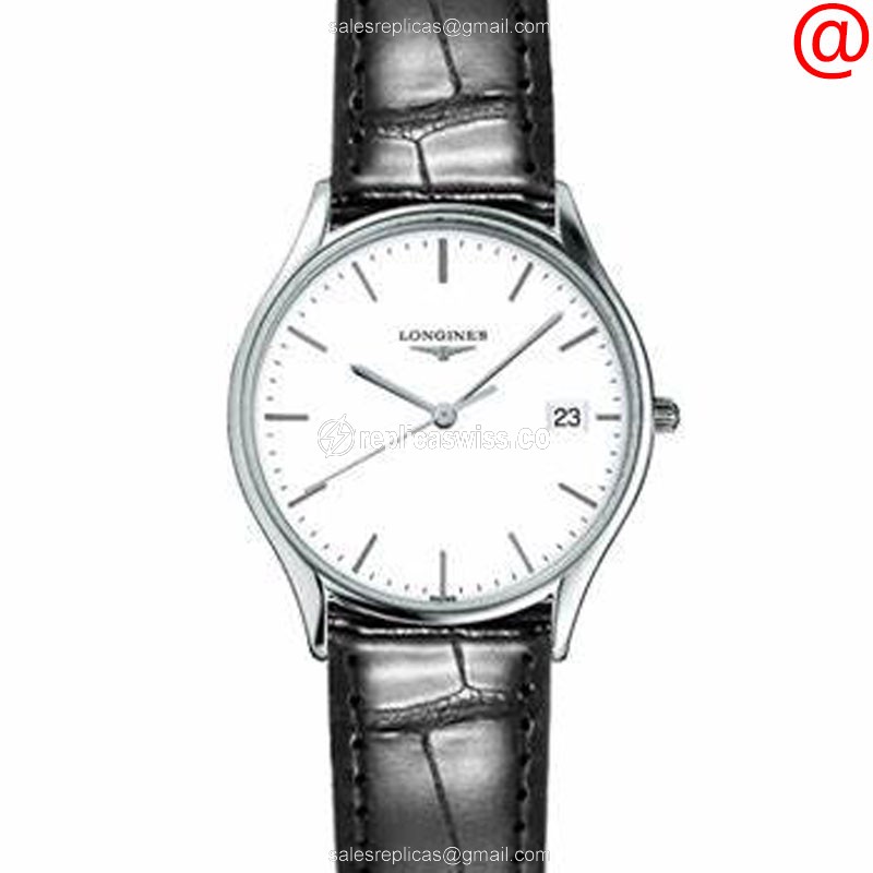 Longines Presence Quartz - Stainless Steel Case - White Dial - Black Alligator Strap - Buckle Clasp - Luxury Replica PRESENCE Watch