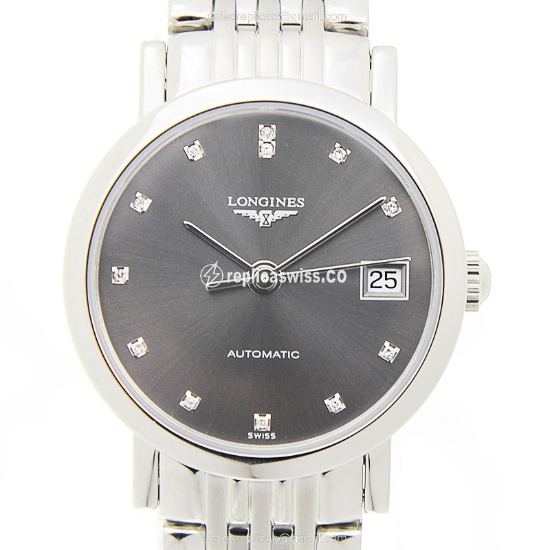 Longines L4.309.4.78.6 Replica - Automatic - Black Dial, Silver Steel Clasp - Luxury Replica ELEGANT Watch