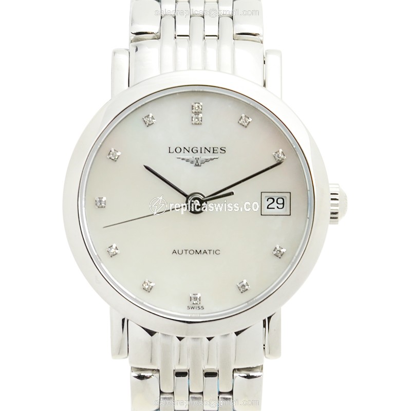 Longines L4.309.4.87.6 Replica - Automatic - Stainless Steel - White Dial, Silver Clasp - Luxury Replica ELEGANT Watch