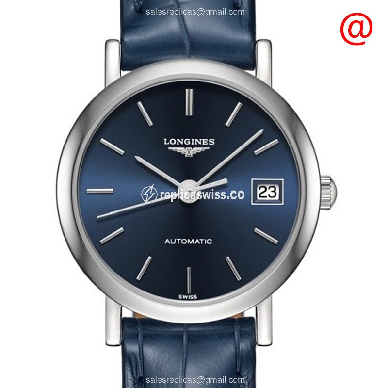 Longines L4.309.4.92.2 Replica - Automatic - Steel Case - Blue Dial, Alligator Strap