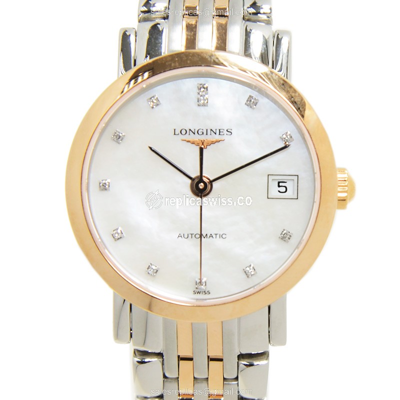Longines L4.309.5.87.7 Replica - Automatic - White Dial on Steel - 18kt Gold Case