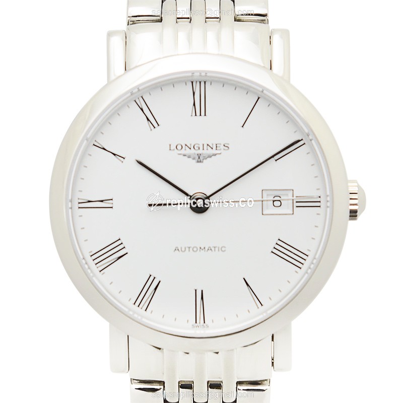 Longines L4.310.4.11.6 Replica - Automatic - Stainless Steel - White Dial, Silver Clasp - Luxury Replica ELEGANT Watch