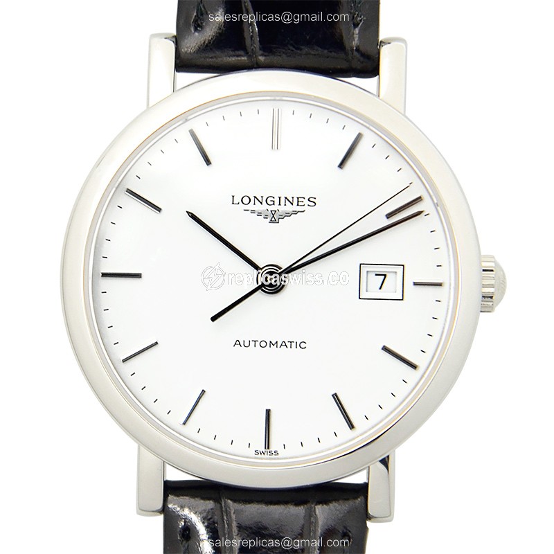 Longines L4.310.4.12.2 Replica - Automatic - White Dial on Silver Steel Strap - Luxury Replica ELEGANT Watch